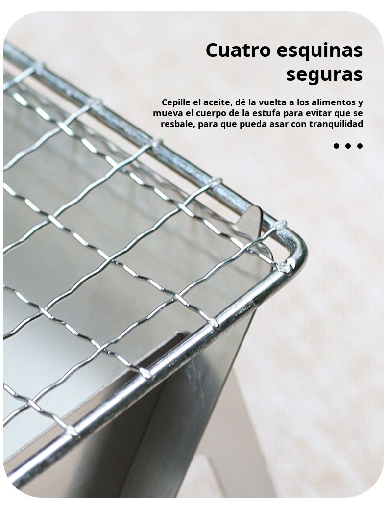 Vista detallada de la estufa de tarjeta plegable para picnic