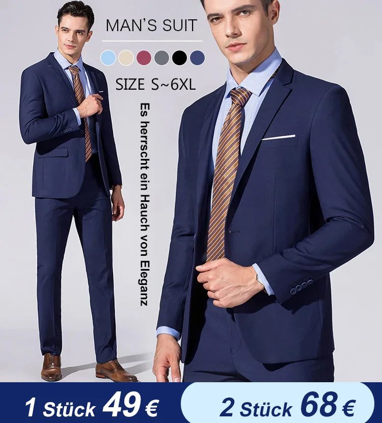 Herrenanzug Slim Fit Anzug 3er Set