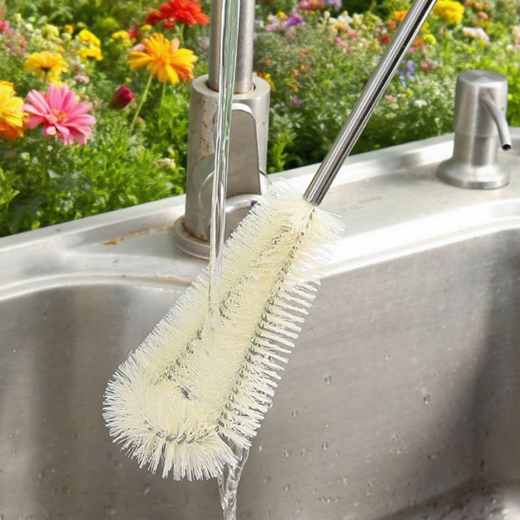 나무 손잡이 긴 손잡이 사각 없는 컵 솔