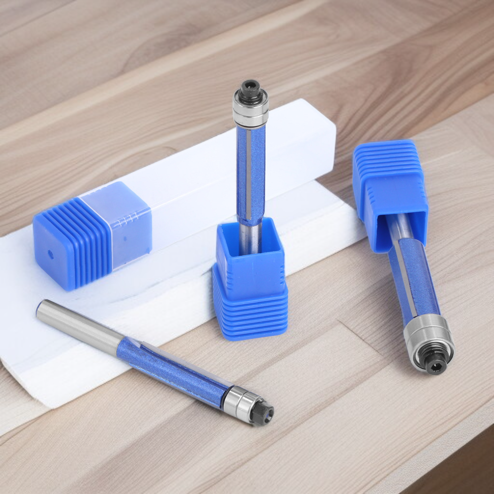 1/4 vástago flash plata azul doble rodamiento recortadora fresa madera doble filo recortadora fresa 