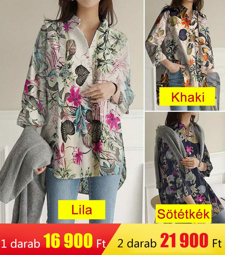 Pamut vászon nyomtatás laza ing