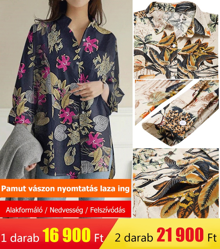 Pamut vászon nyomtatás laza ing