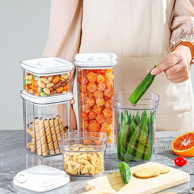 Household Rotating Transparent Sealed Jar Kitchen Storage Box