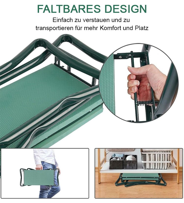 Zwei-in-Eins Gartenhocker mit Taillen- und Knieschutz