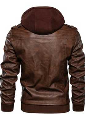 Biker-Lederjacke mit Kapuze