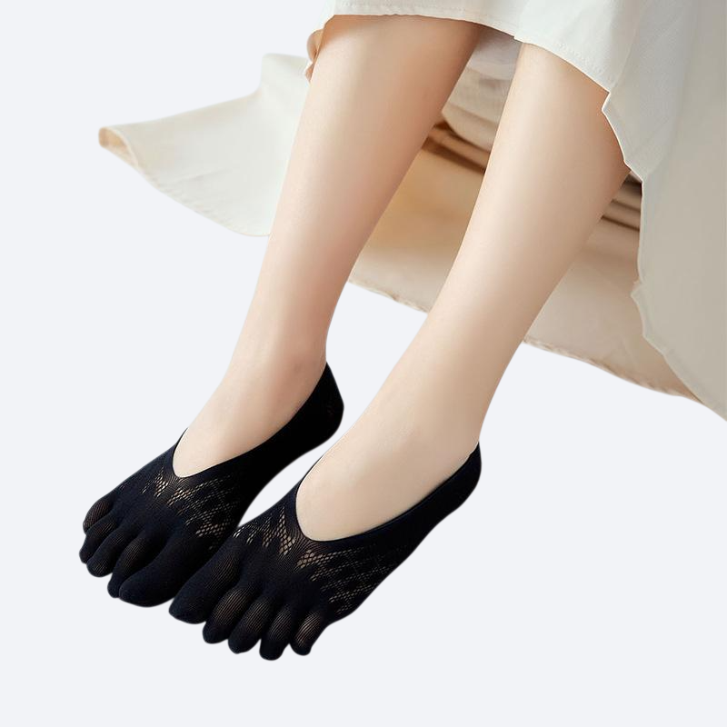 レディース超薄型メッシュ通気五指ソックス