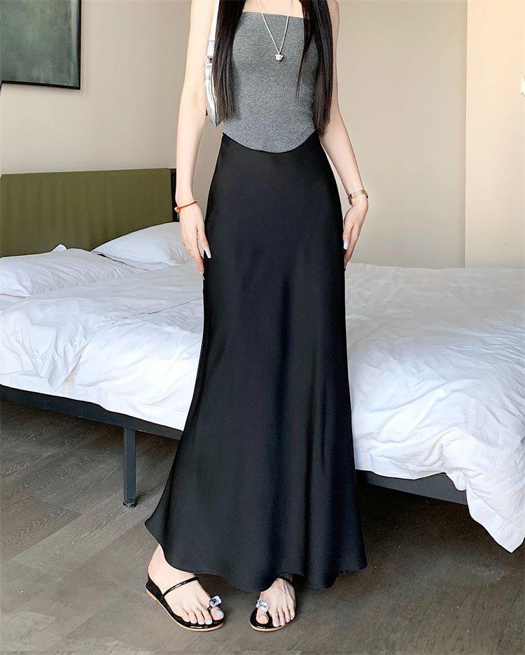 여성 미디 롱스커트 소재 및 질감