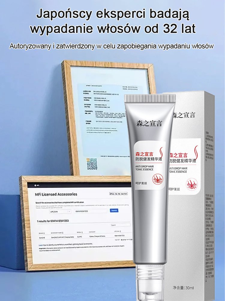 Serum w kulce wzmacniające cebulki włosów, zapobiegające wypadaniu i wspomagające porost włosów.