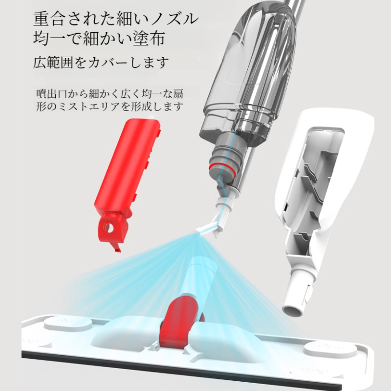 カラースプレーモップ ハンドフリー家庭用大型パネル回転モップ吸水スプレーレイジーモップ