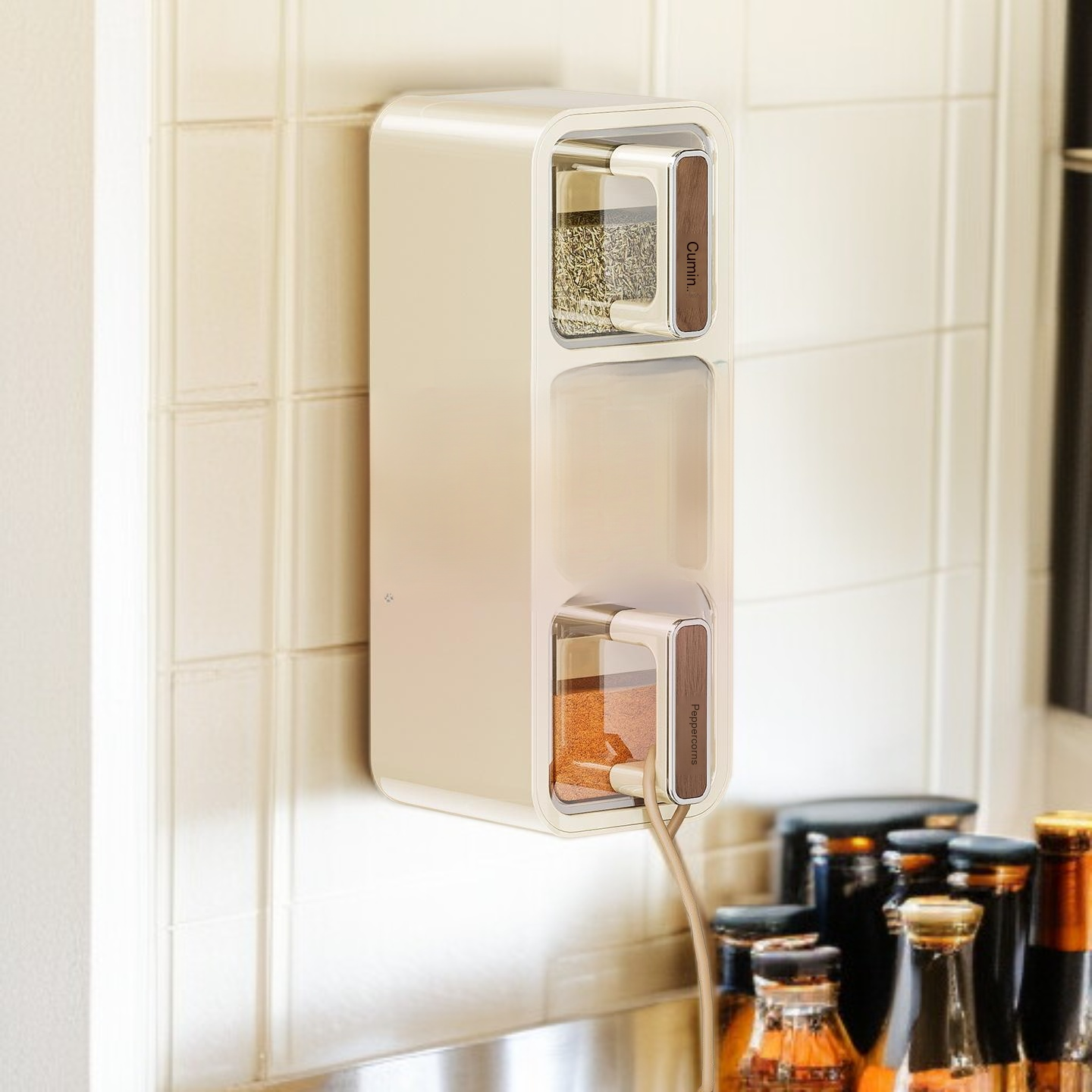 Seasoning box home kitchen high-end new multi-grid integrated wall-mounted 2025 new salt shaker seas