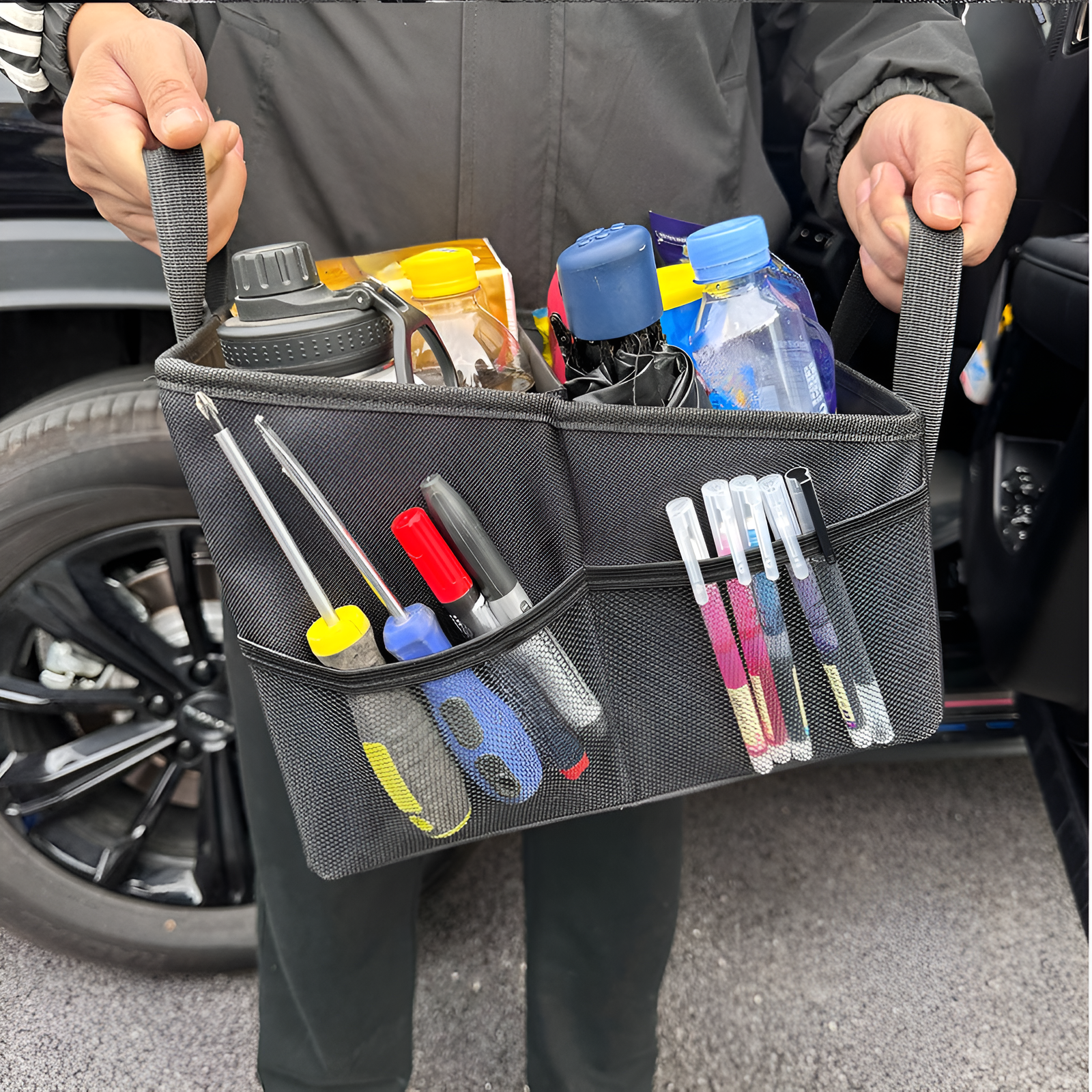 カーシート収納ボックス 大容量 折りたたみ式収納ボックス 多機能ツールボックス カー用品