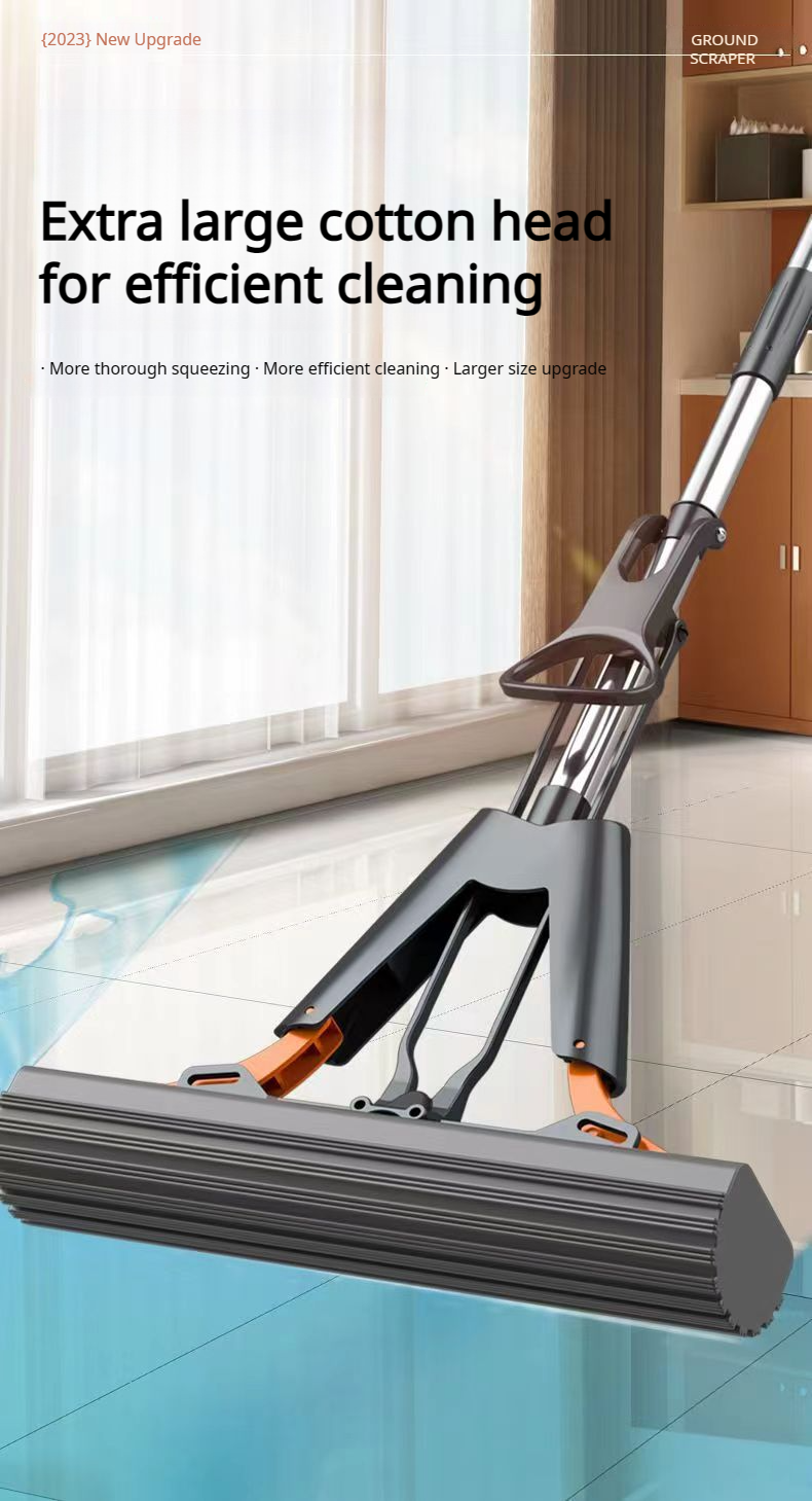 Lazy person's home handfree large rubber sponge roller mop