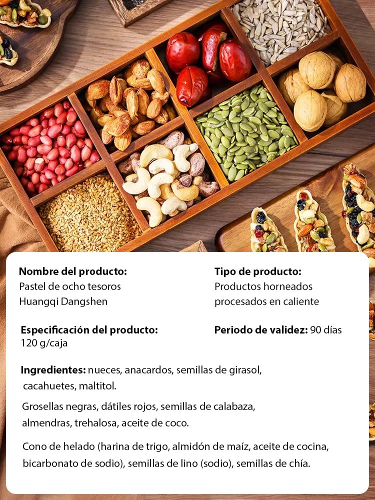 Pastel de ocho tesoros Huangqi Dangshen Dulzura 100% natural.