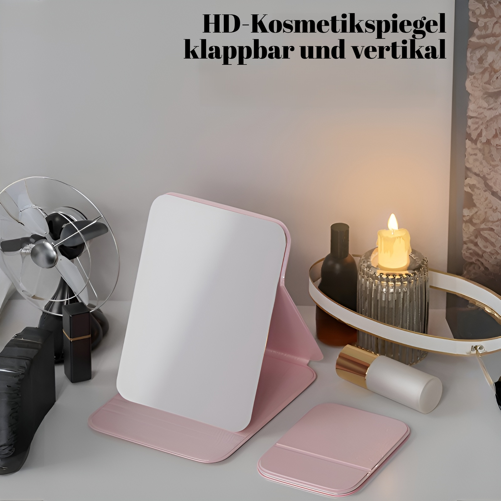 Spiegel, Schminkspiegel, faltbarer Desktop-Tragspiegel, tragbarer HD-Spiegel, Prinzessinnen-Spiegel,