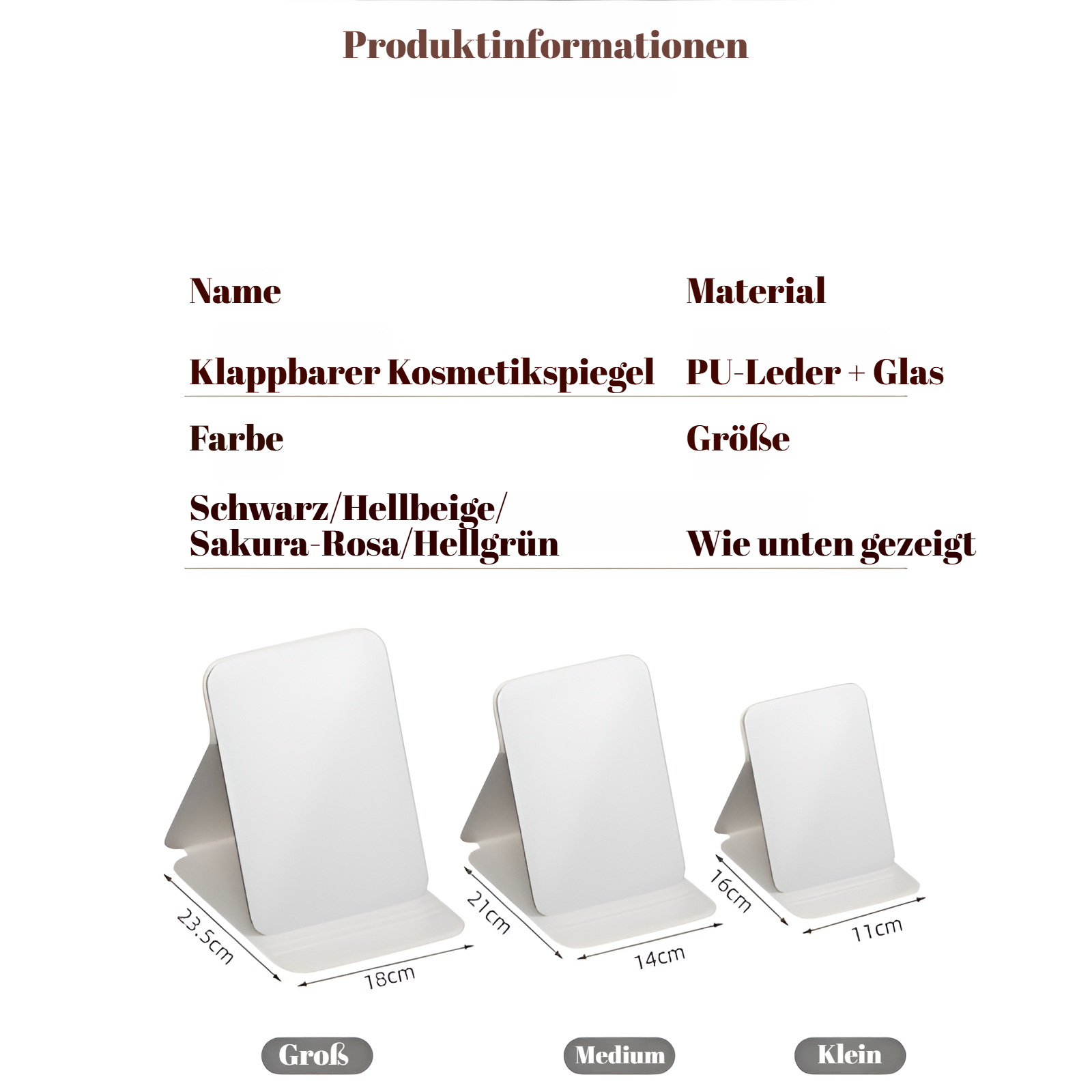 Spiegel, Schminkspiegel, faltbarer Desktop-Tragspiegel, tragbarer HD-Spiegel, Prinzessinnen-Spiegel,