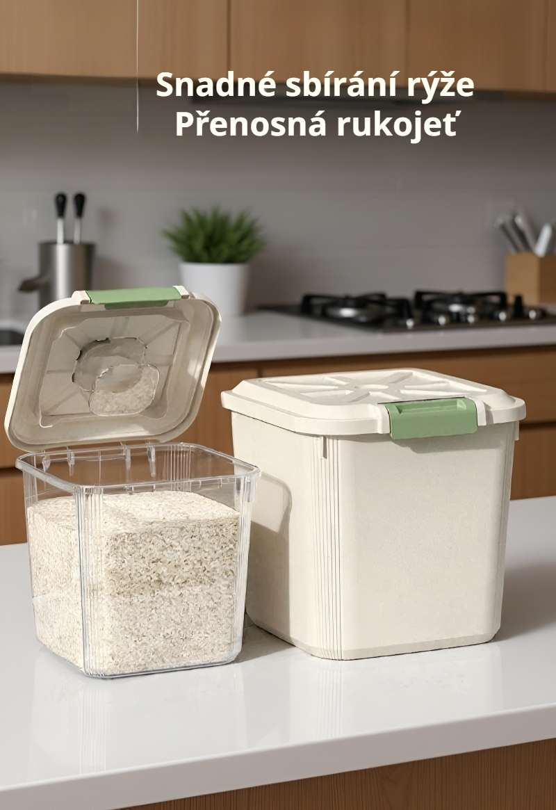 Nádoba na rýži s bezpečným uzávěrem