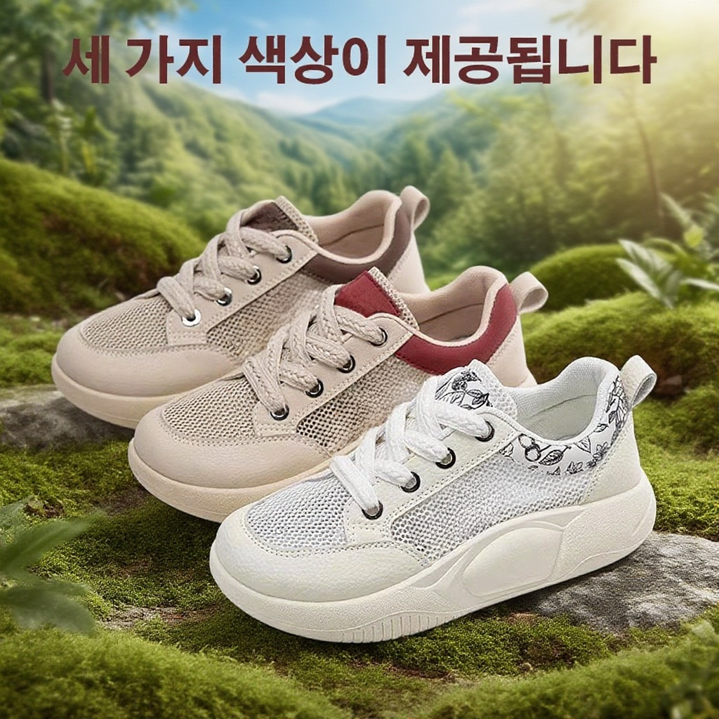 여성 캐주얼 메쉬 통굽 운동화