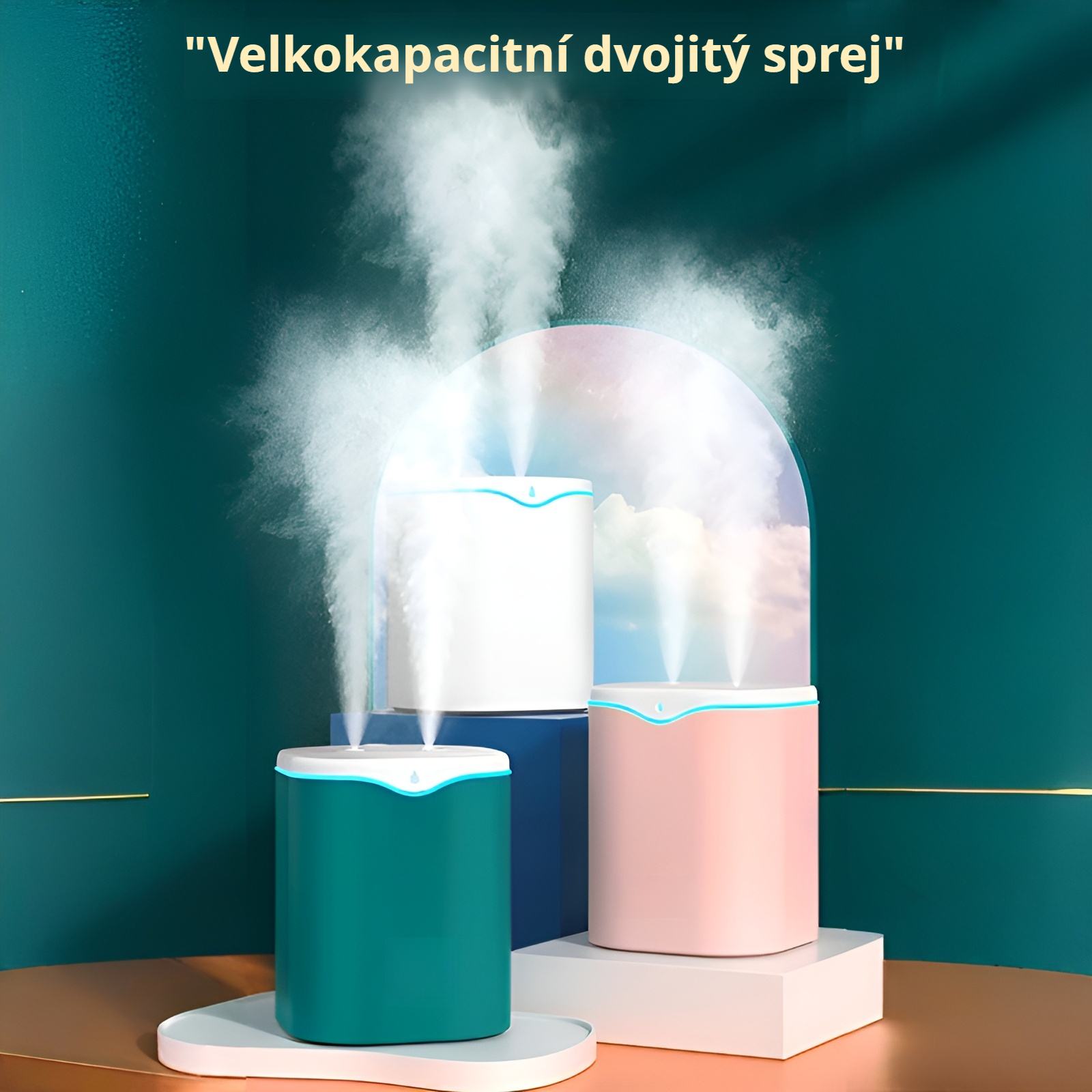 2L vodní kapkový dvojitý sprej zvlhčovač vzduchu detailní pohled