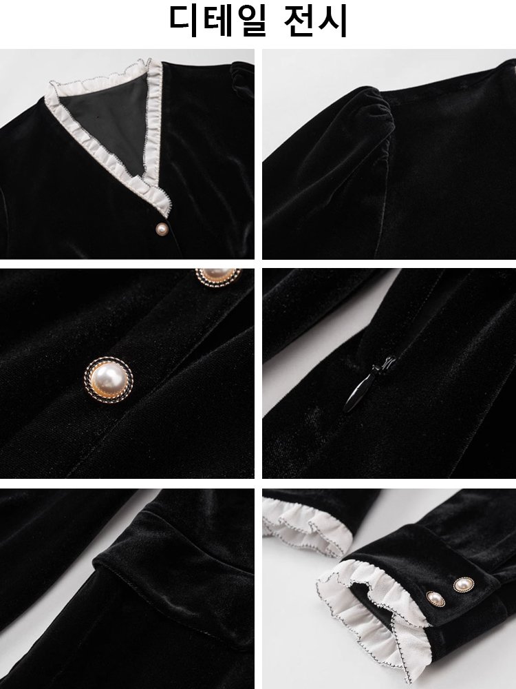 여성용 프렌치 벨벳 원피스