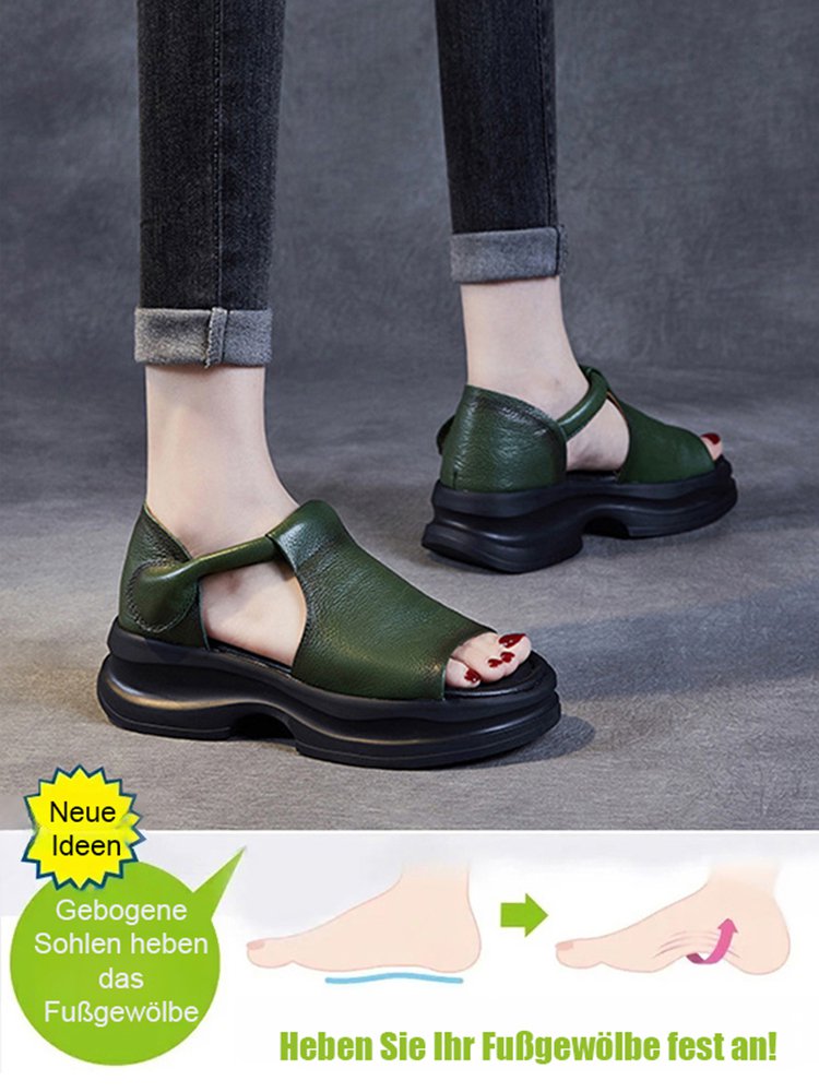 Plateau-Wedgesandalen mit offenem Zeh im koreanischen Stil