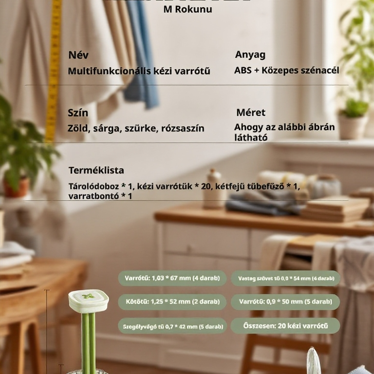 Praktikus többfunkciós varró táska, könnyű tű kivétel, esztétikus tű- és cérnatartó