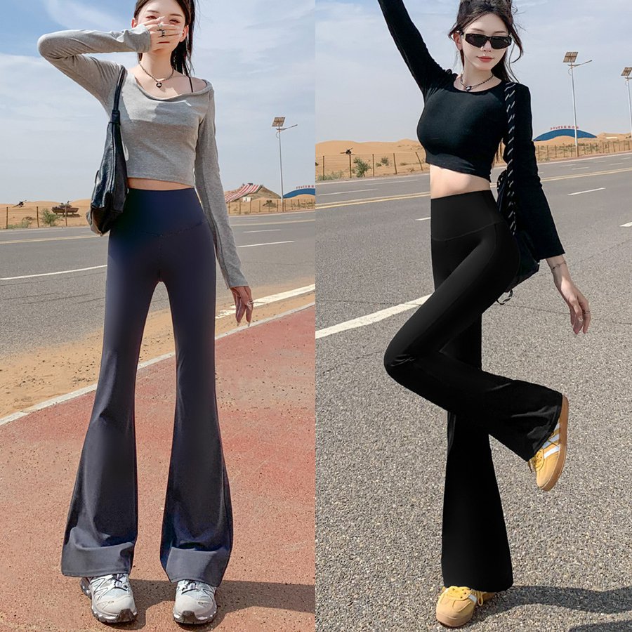 ハイウエスト腹巻ワイドパンツドロップ感ロングパンツ