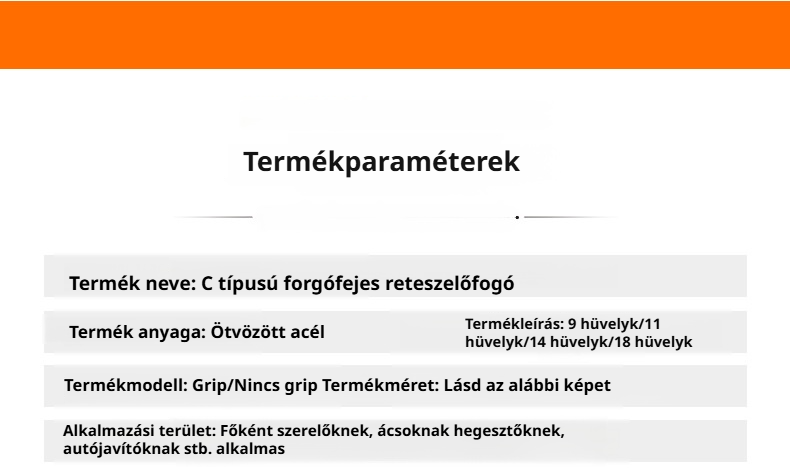 Széles szájú famegmunkáló fogó nagy nyílással 