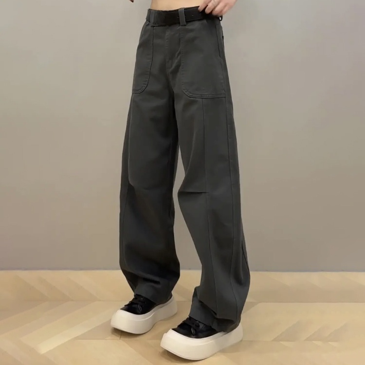 【巨遮肉】彎刀窄版寬褲