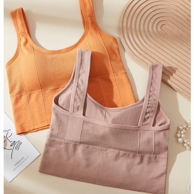 여성 심리스 수면 내의 컴포트 스몰 요가 스포츠 내의 소녀 브라탑