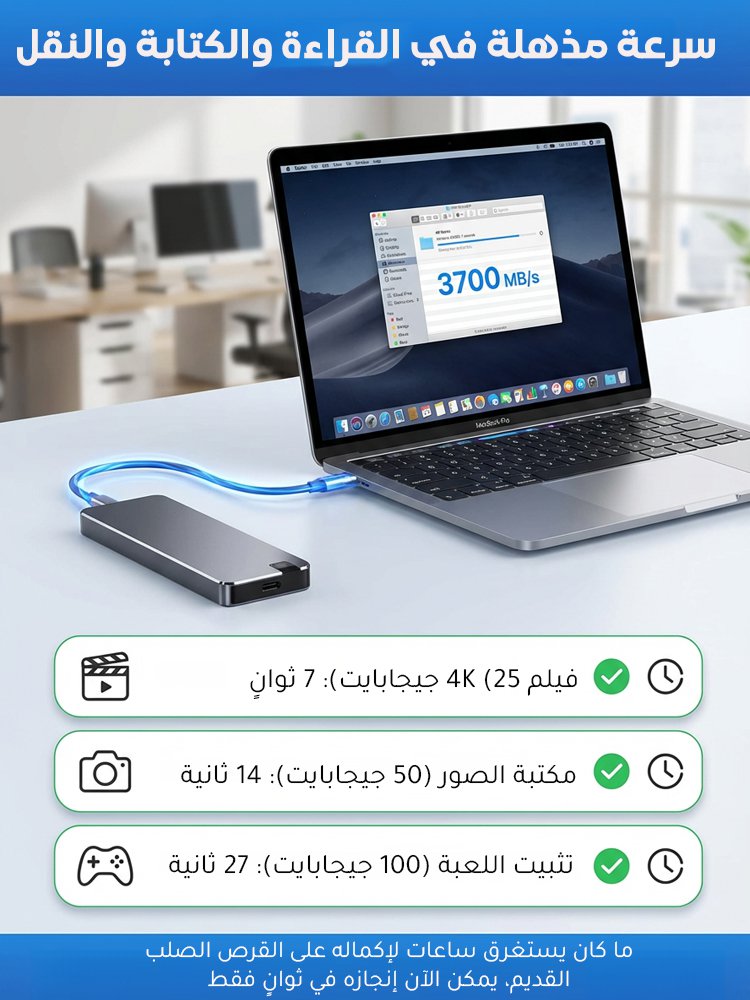 قرص صلب محمول عالي السرعة USB4.0 Gen3 بجودة مماثلة لمنتجات وادي السيليكون