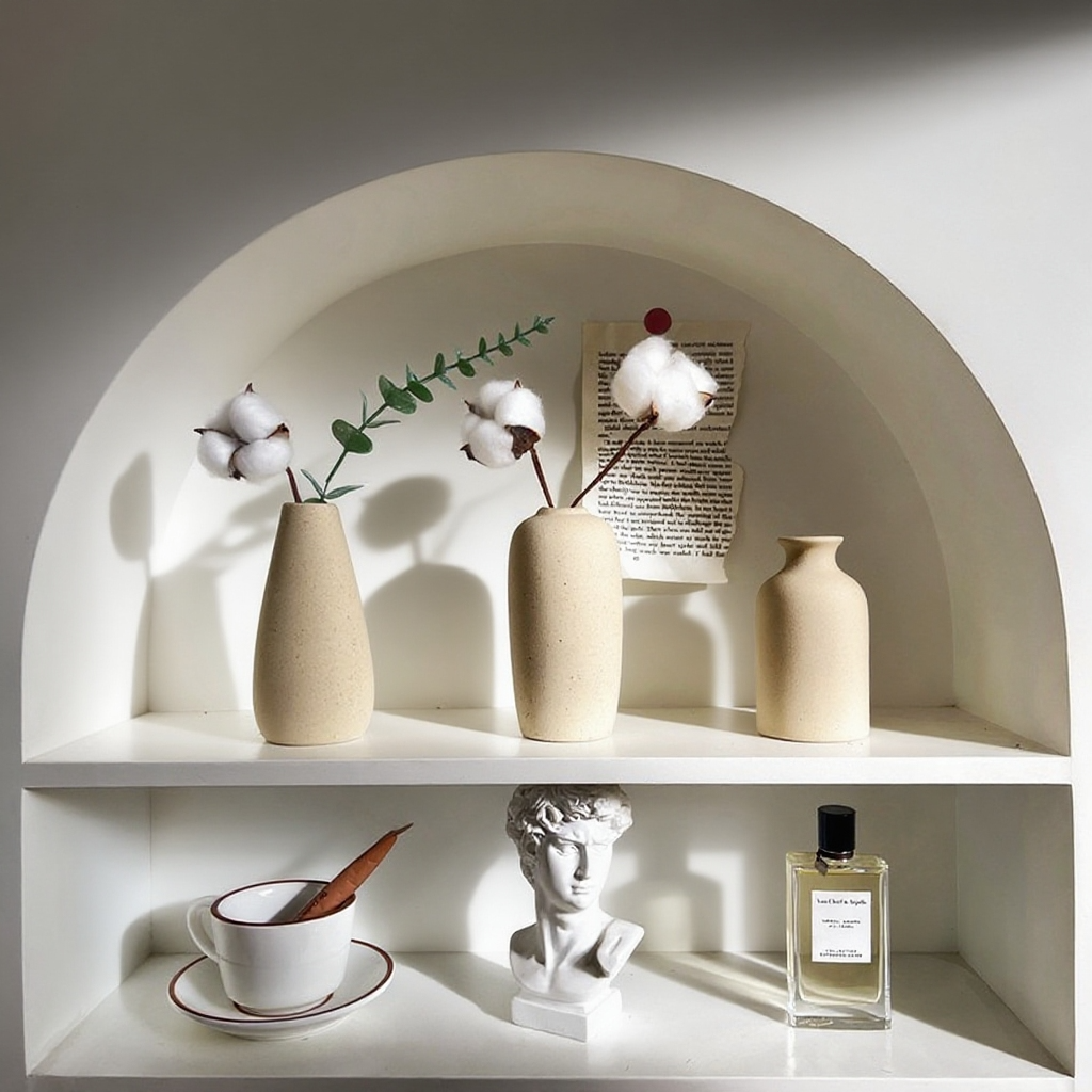 Detail matné bílé keramické vázy na květiny