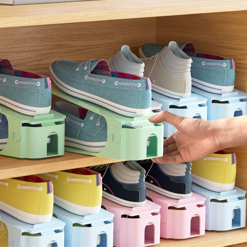 可移動雙層鞋托盤收納架