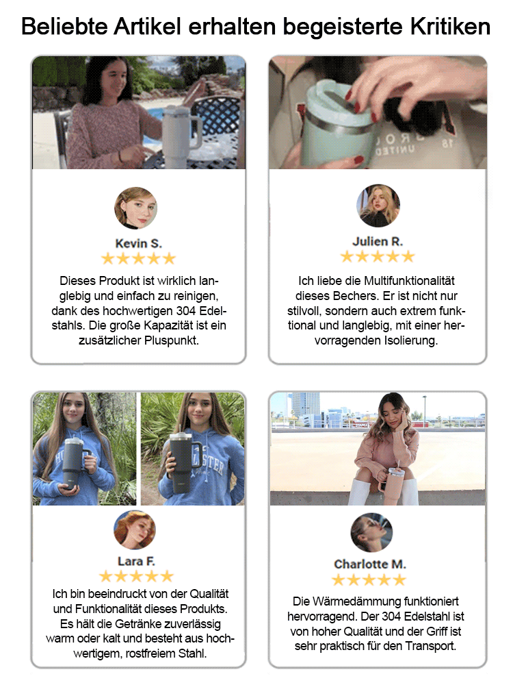 Große, auslaufsichere Vakuum-Edelstahl-Isolier-Strohhalm-Tasse.