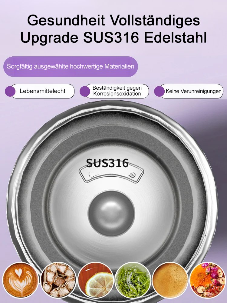 Große, auslaufsichere Vakuum-Edelstahl-Isolier-Strohhalm-Tasse.