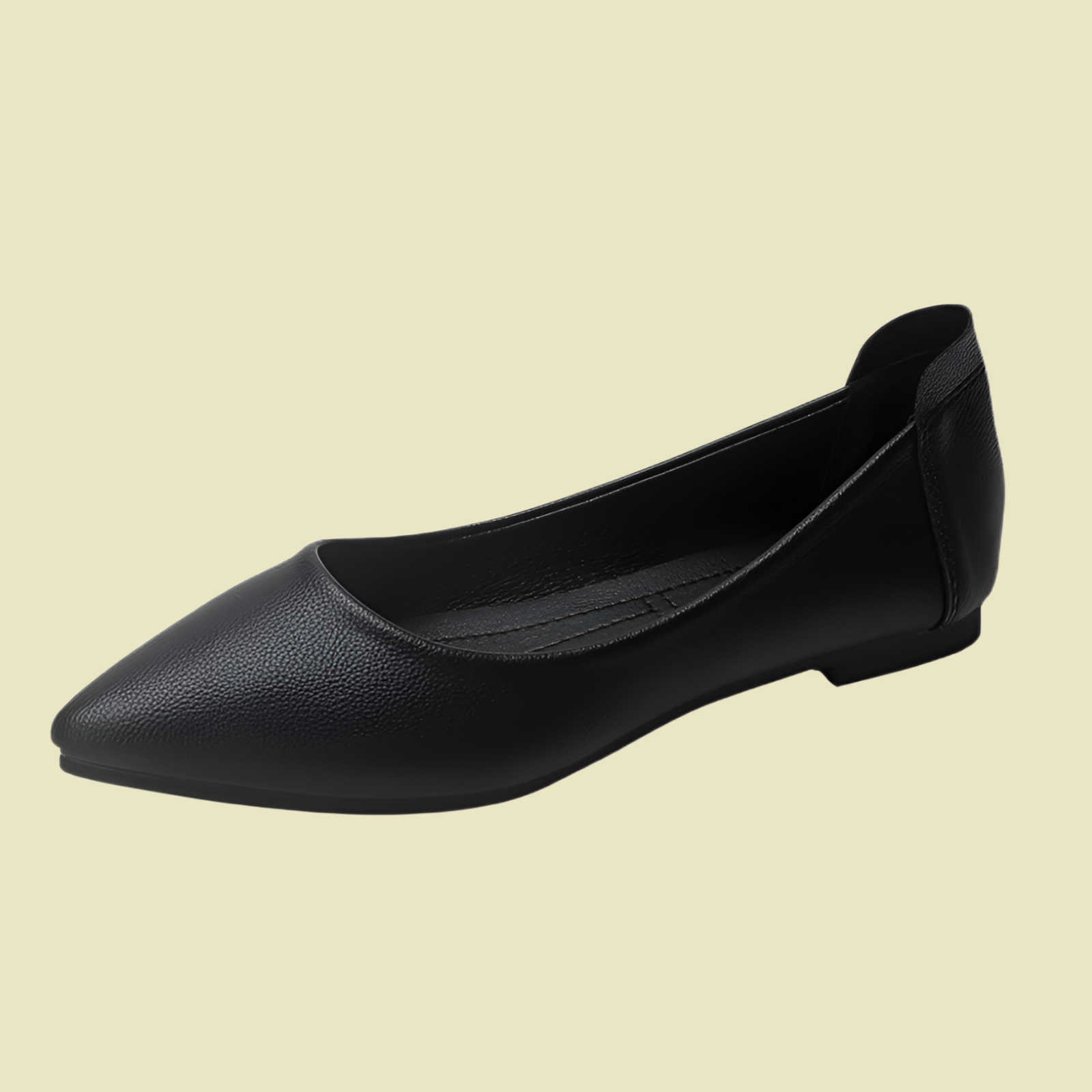 Versatile solid color flat bottomed shallow mouth pointed leather shoes