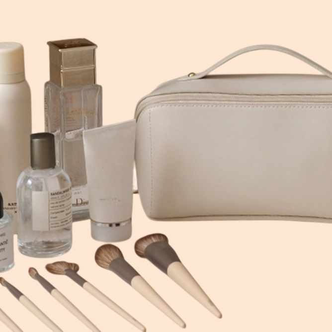 ネットセレブの新作トイレタリーバッグ ピローコスメバッグ レザー PU 女性用 大容量 ポータブル 旅行 メイクアップ 収納バッグ