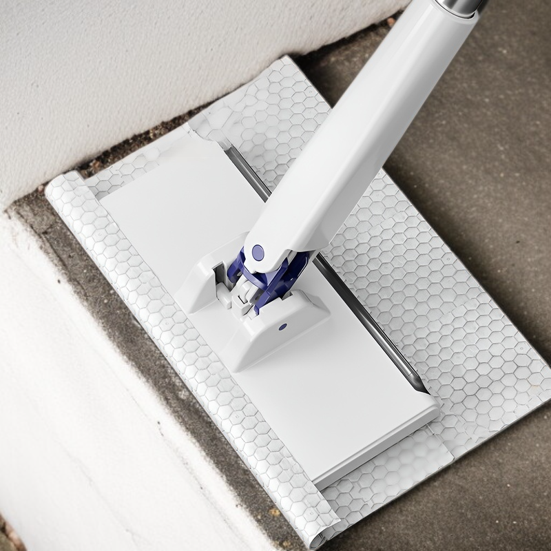 フロアワイパー 本体 1秒で着脱 ワンタッチモップ 2in1水切りワイパー 乾湿両用モップ 拭き掃除 雑巾ワイパー ベランダ 玄関 床 窓 フロア フローリング 掃除道具 使い捨てドライシート付き