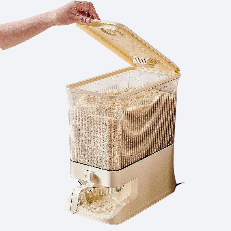 家庭用押圧式大容量自動米出し収納バケツ