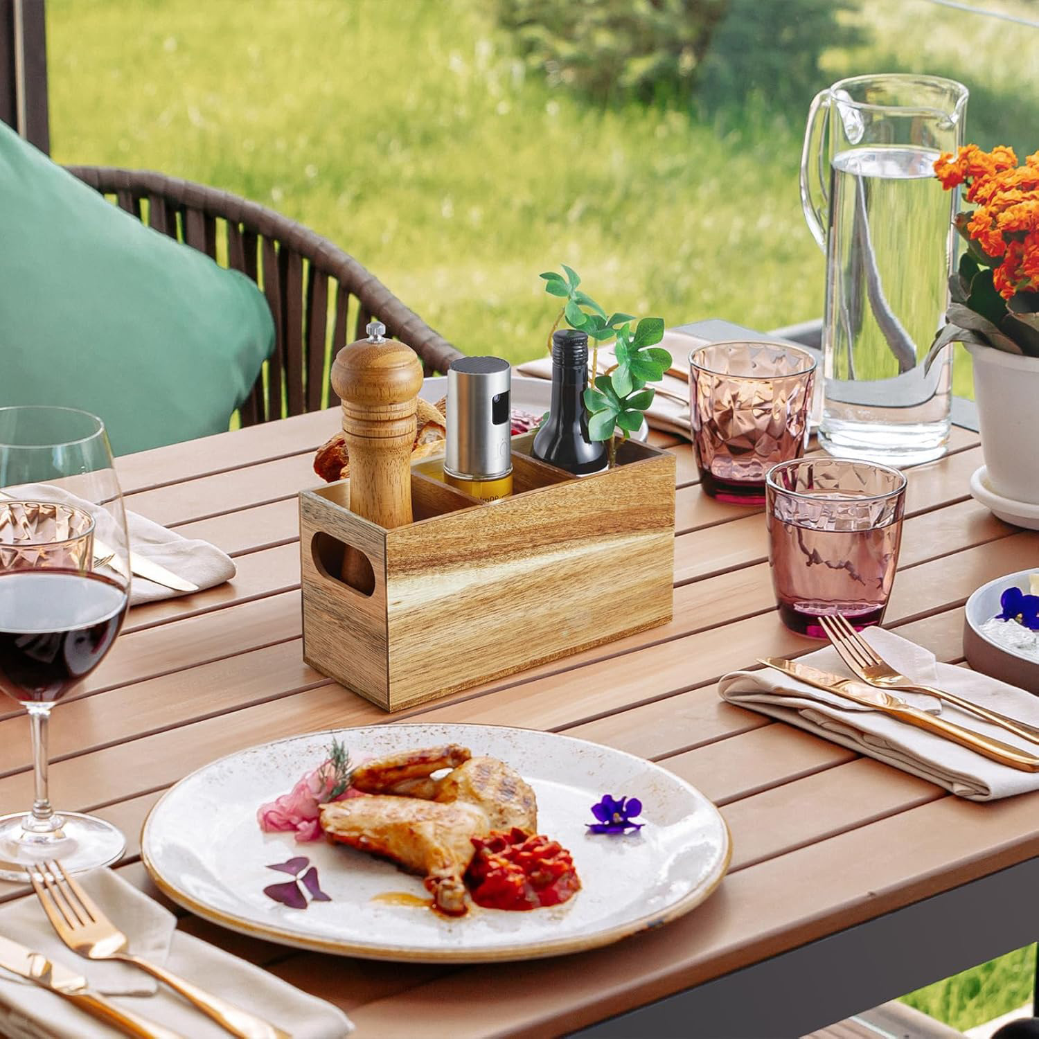 木製デスクトップコンパートメント収納ボックスシンプルなキッチン食器収納ボックスポータブル雑貨収納ボックス