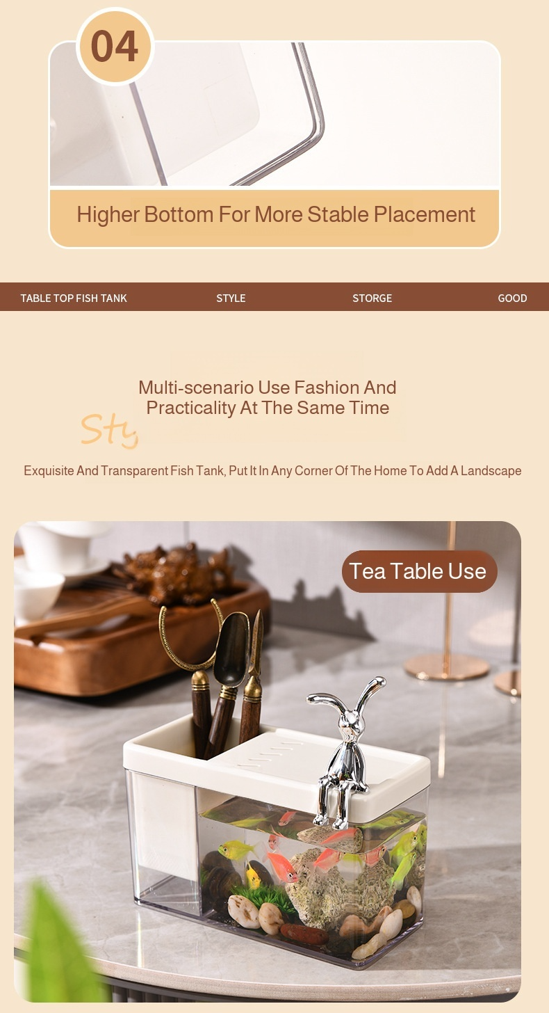 Small desktop fish tank with ultra-clear glass