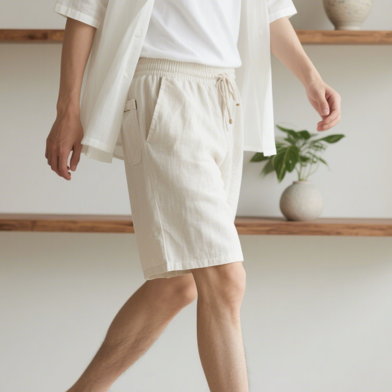 여름철 쾌적한 속건성 캐주얼 반바지 디테일