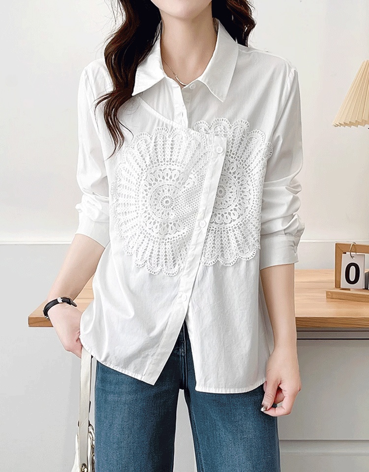 불규칙 패치워크 여성 블라우스