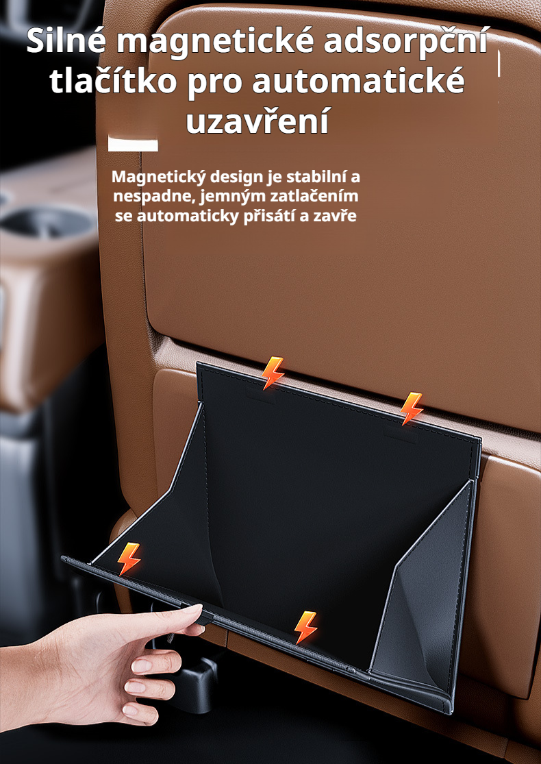 Detail skládacího mechanismu odpadkového koše do auta