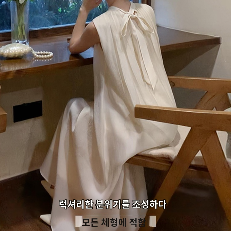 여름 루즈핏 민소매 원피스 펄 로만 살코기 뉴 차이나 원피스