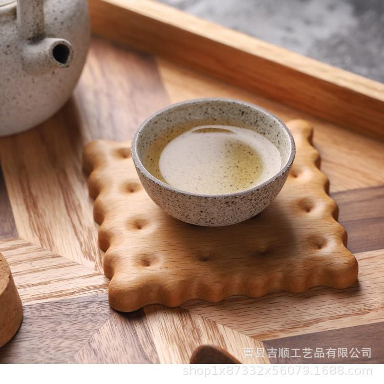 實木餅乾杯墊