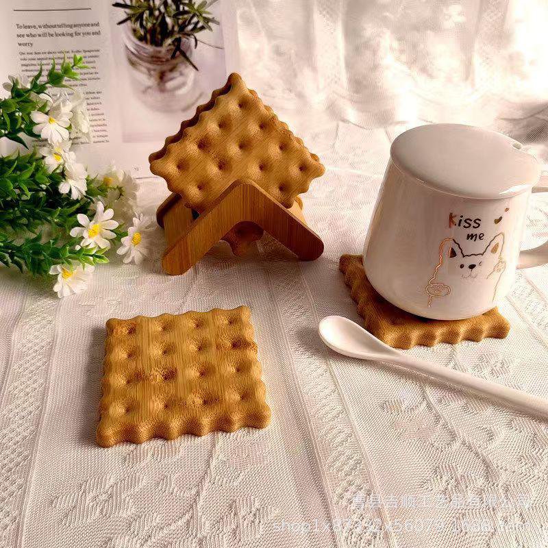 實木餅乾杯墊