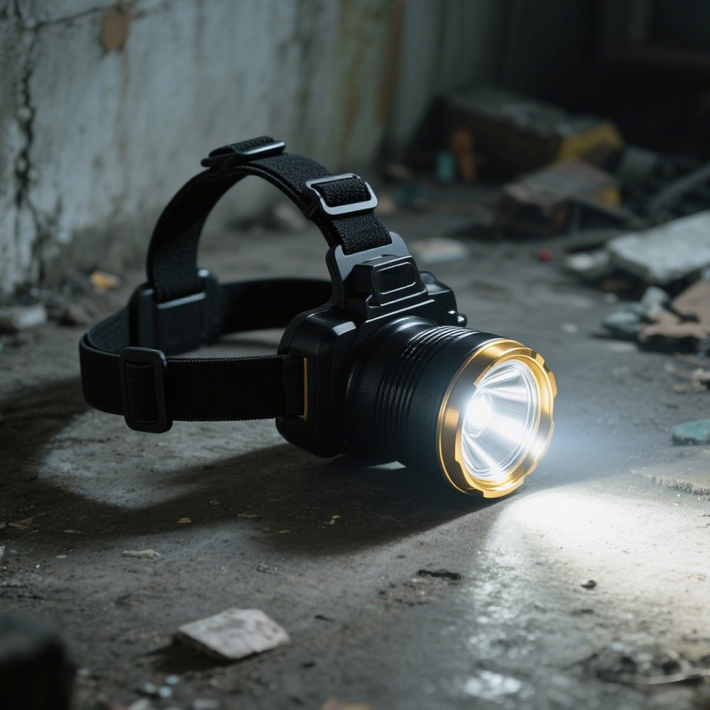 LED 헤드램프 착용 모습