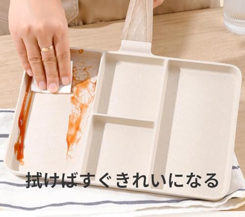 家庭用卵焼き鍋白い四穴フライパン麦飯石がついていないフライパンフライパンステーキ朝食鍋