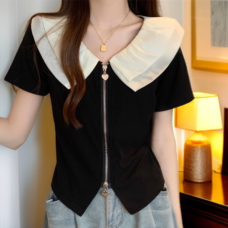 통통 Mm 날씬해 보이는 반팔 티셔츠 여 불규칙 여름 숏 상의 살코기 반팔 셔츠