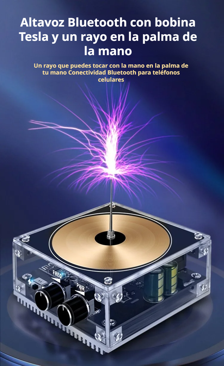 Tesla Coil Bluetooth Speaker with glowing arc effect